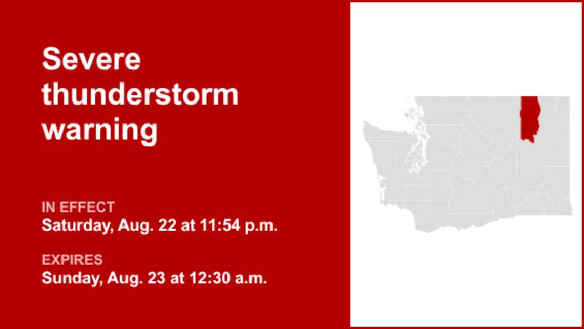 UPDATE: Severe thunderstorm warning for Ferry County likely to expire at 12:30 a.m. 