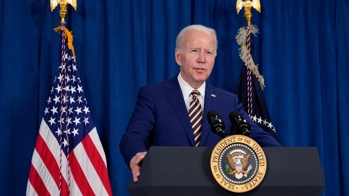 President Joe Biden speaks about the May jobs report, Friday, June 3, 2022, in Rehoboth Beach, Del. (AP Photo/Patrick Semansky)