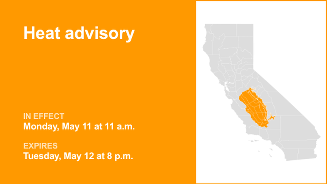 UPDATE: Heat advisory for Central California until Tuesday evening 