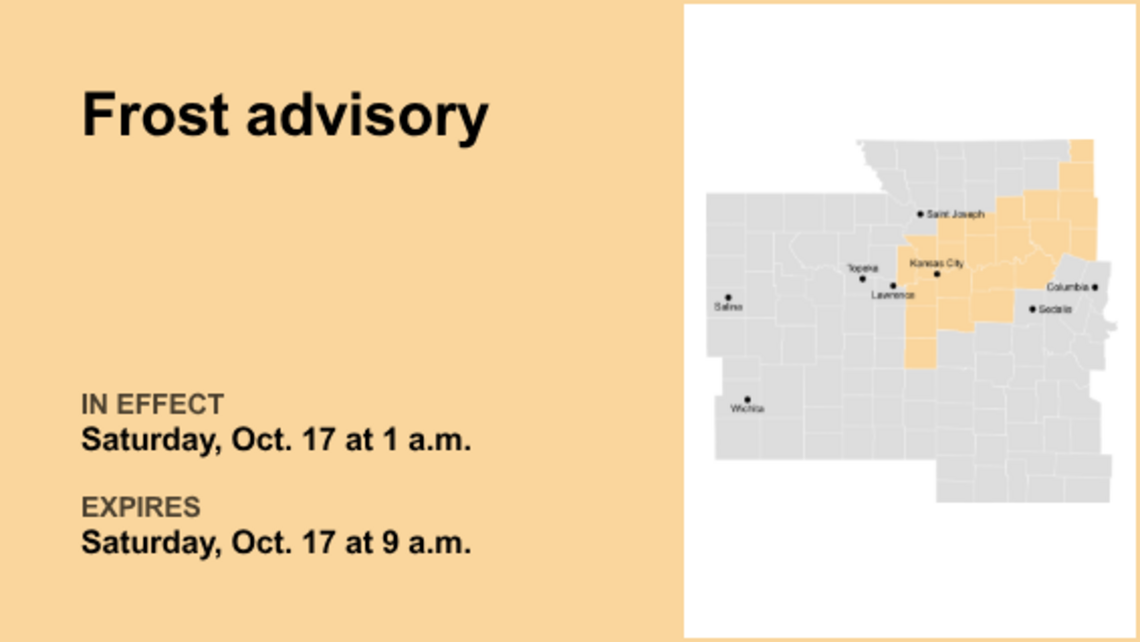 Update: Frost advisory for the Kansas City area for Saturday 