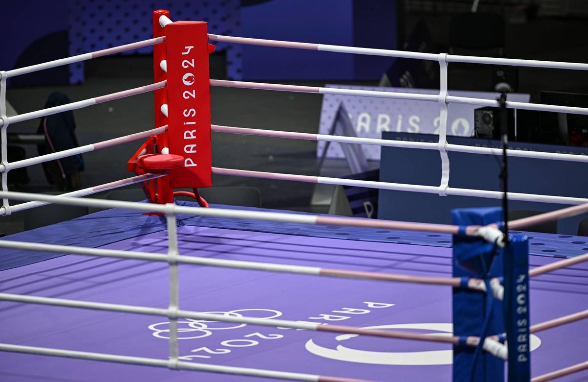  Paris , France - 25 July 2024; A general view of the ring during the Paris 2024 Olympic Boxing Draw at the North Paris Arena during the 2024 Paris Summer Olympic Games in Paris, France. (Photo By David Fitzgerald/Sportsfile via Getty Images) 
