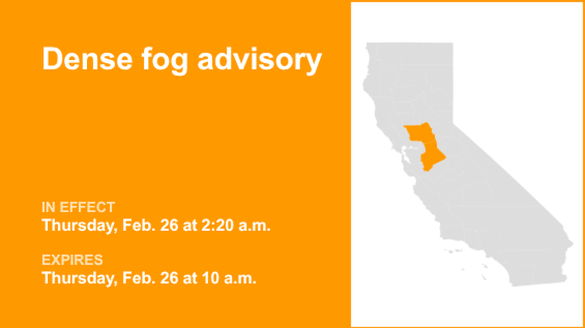 Dense fog advisory for Southern Sacramento Valley and Northern San Joaquin Valley 