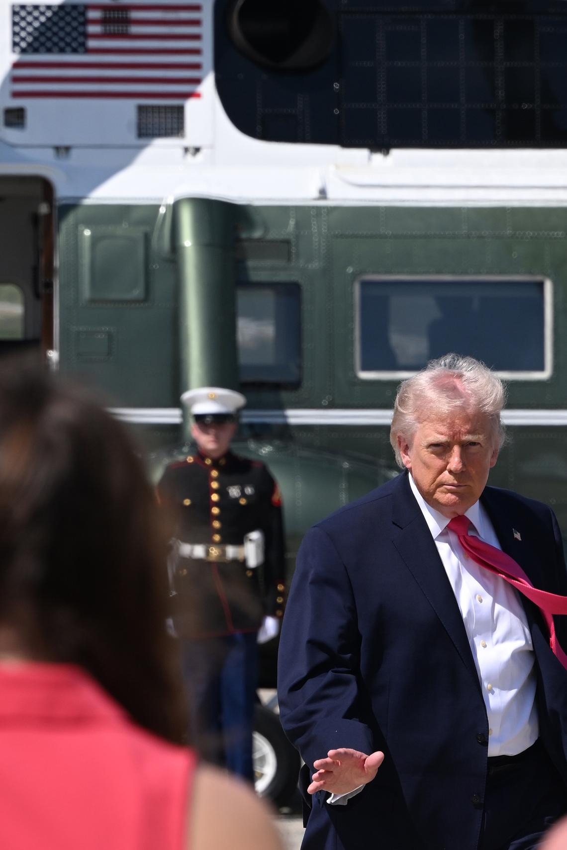 President Donald Trump walks to board Air Force One at Joint Base Andrews in Maryland, on Thursday, April 16, 2026, en route to Las Vegas. President Trump announced on Thursday that the leaders of Israel and Lebanon have agreed to a 10-day cease-fire, a development that could bring an end to fighting between Israel and the Iranian-backed militant group, Hezbollah. (Kenny Holston/The New York Times)
