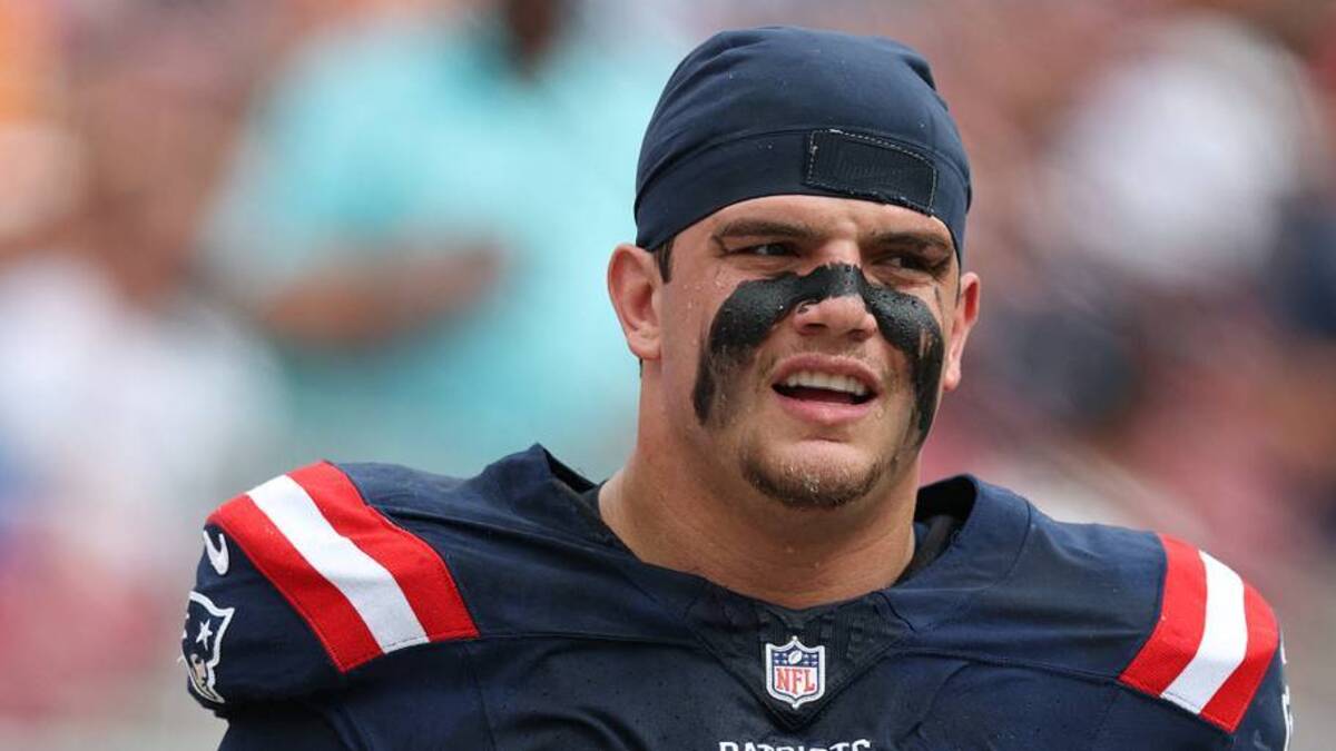  Nov 9, 2025; Tampa, Florida, USA; New England Patriots offensive tackle Will Campbell (66) warms up before a game against the Tampa Bay Buccaneers at Raymond James Stadium. Mandatory Credit: Nathan Ray Seebeck-Imagn Images | IMAGN IMAGES via Reuters Connect 