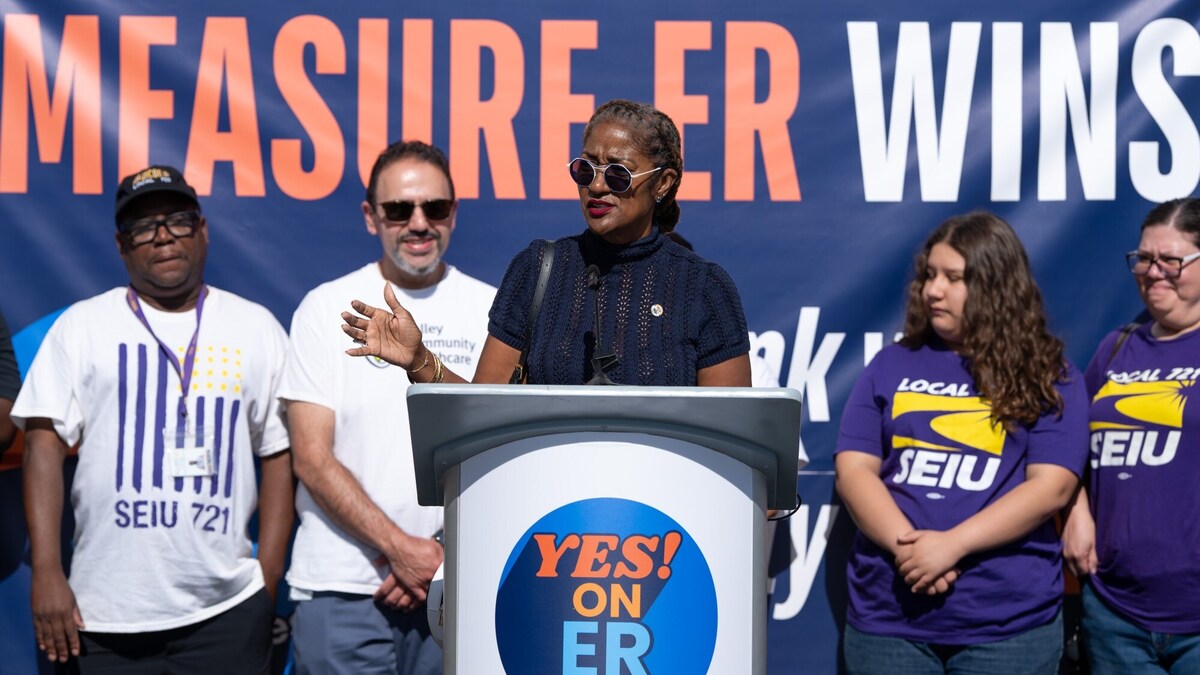 LA County Holly Mitchell speaks at a victory press conference for Measure ER on Wednesday, June 10, 2026.  (Photo by David Crane, Los Angeles Daily News/SCNG)