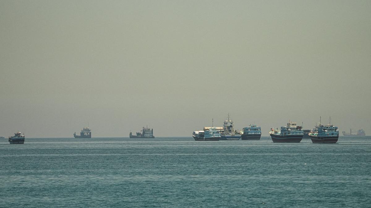 Vessels anchored at the Strait of Hormuz, as seen from Musandam, Oman, May 25, 2026. REUTERS/Stringer/File Photo