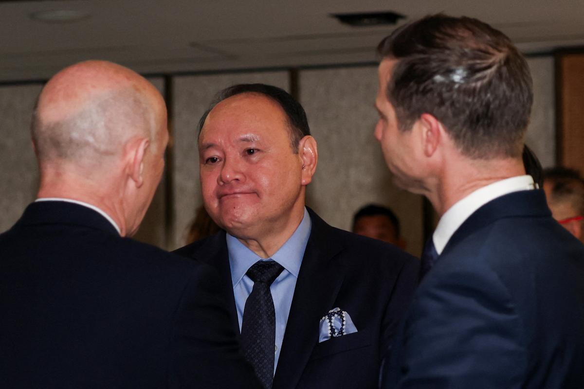 Philippines Defence Secretary Gilberto C. Teodoro, Jr. attends a ministerial round table lunch meeting on the sidelines of the IISS Shangri-La Dialogue security summit in Singapore, May 30, 2026. REUTERS/Edgar Su