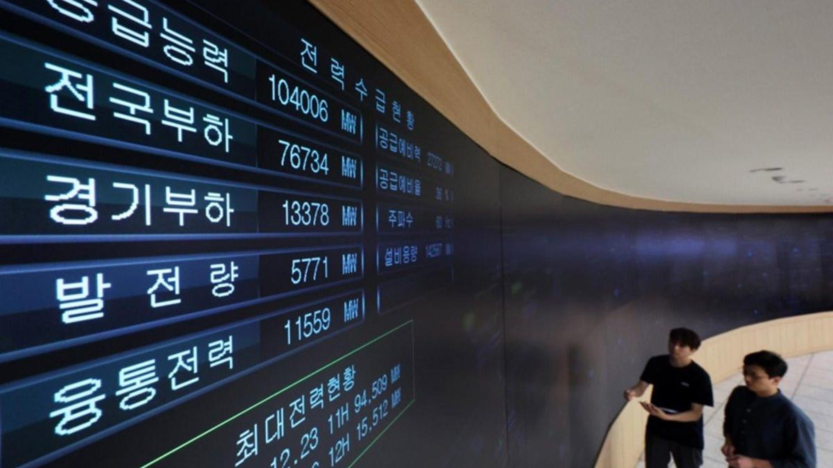 Employees check power demand and supply at the regional office of the Korea Electric Power Corp. in Suwon, 30 kilometers south of Seoul, South Korea. Photo by YONHAP / EPA