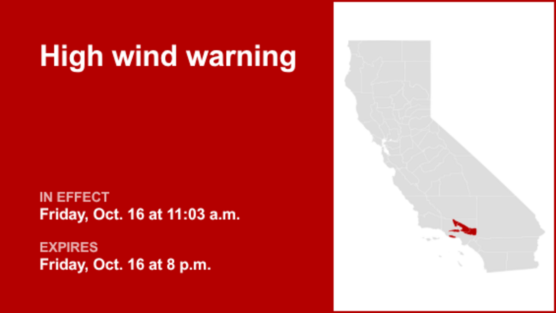 UPDATE: Los Angeles County placed under a high wind warning Friday evening 
