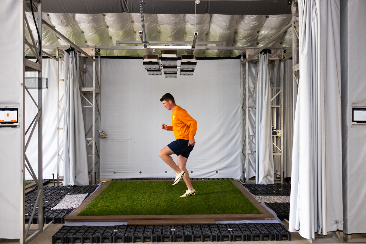 In an image provided by the University of Tennessee, testing the durability of sod. Every World Cup match must be played on natural grass that gives players as consistent a surface as possible, no matter the venue. Cue the years of sod studies. (Steven Bridges/University of Tennessee via The New York Times) -- NO SALES; FOR EDITORIAL USE ONLY WITH NYT STORY WORLD CUP GRASS by BURDICK of JUNE 16, 2026. ALL OTHER USE PROHIBITED --