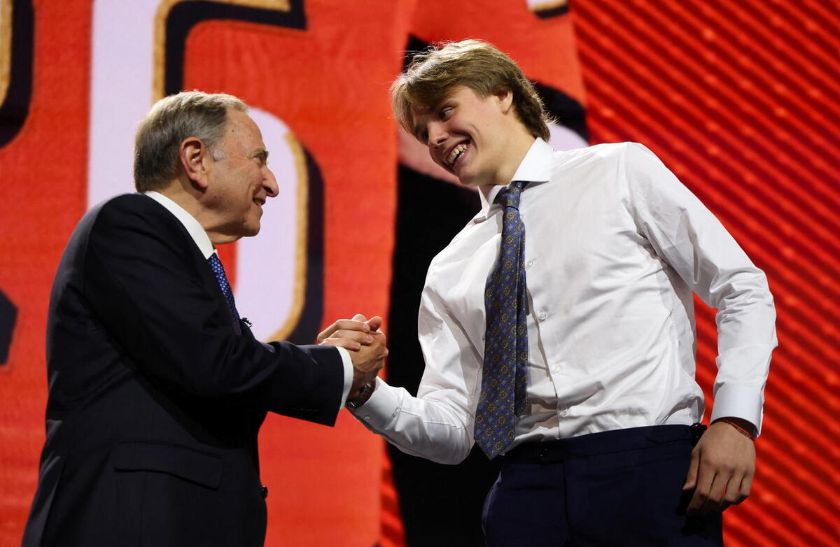  Nikita Klepov was Anaheim's first pick in the 2026 NHL draft. (Timothy T. Ludwig-Imagn Images) 