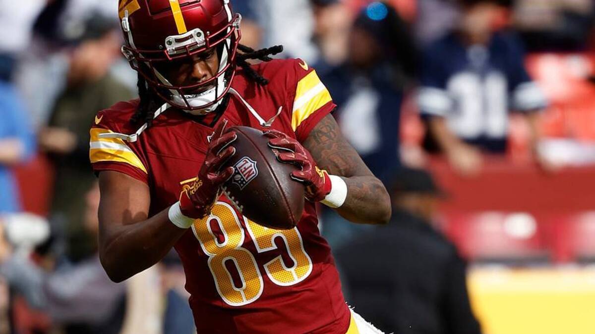  Nov 24, 2024; Landover, Maryland, USA; Washington Commanders wide receiver Noah Brown (85) participates in warmup prior to the game against the Dallas Cowboys at Northwest Stadium. Mandatory Credit: Geoff Burke-Imagn Images | USA TODAY Sports via Reuters Connect 