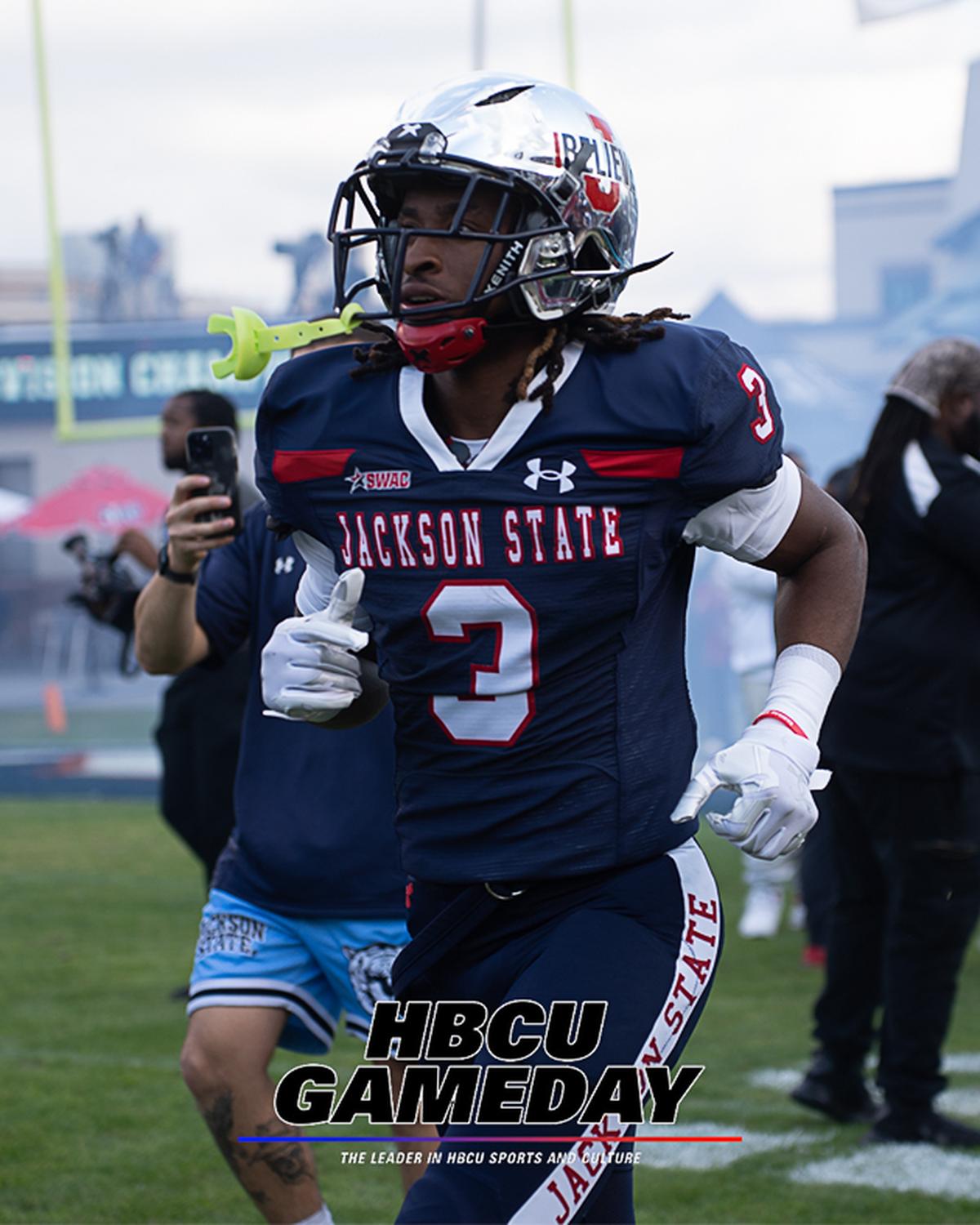  Kevin Coleman runs on to the field at Missisippi Veterans Memorial Stadium. 