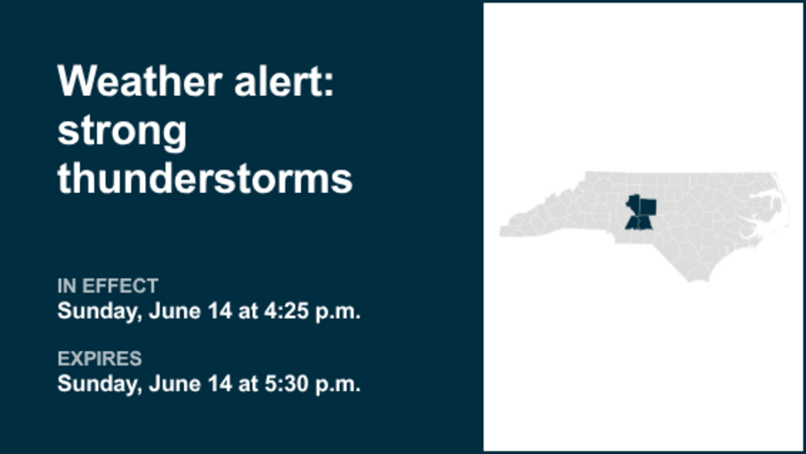 Weather alert active for the Piedmont region early Sunday evening - gusts up to 55 mph 