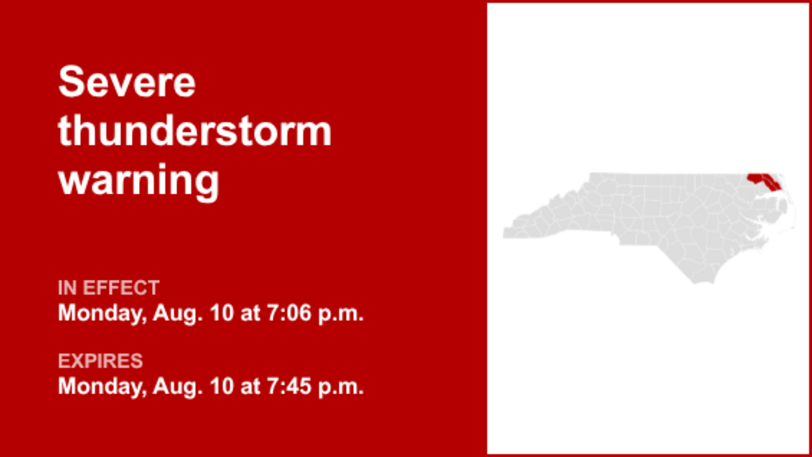 UPDATE: Severe thunderstorm warning previously issued for Currituck County will expire at 9 p.m. 