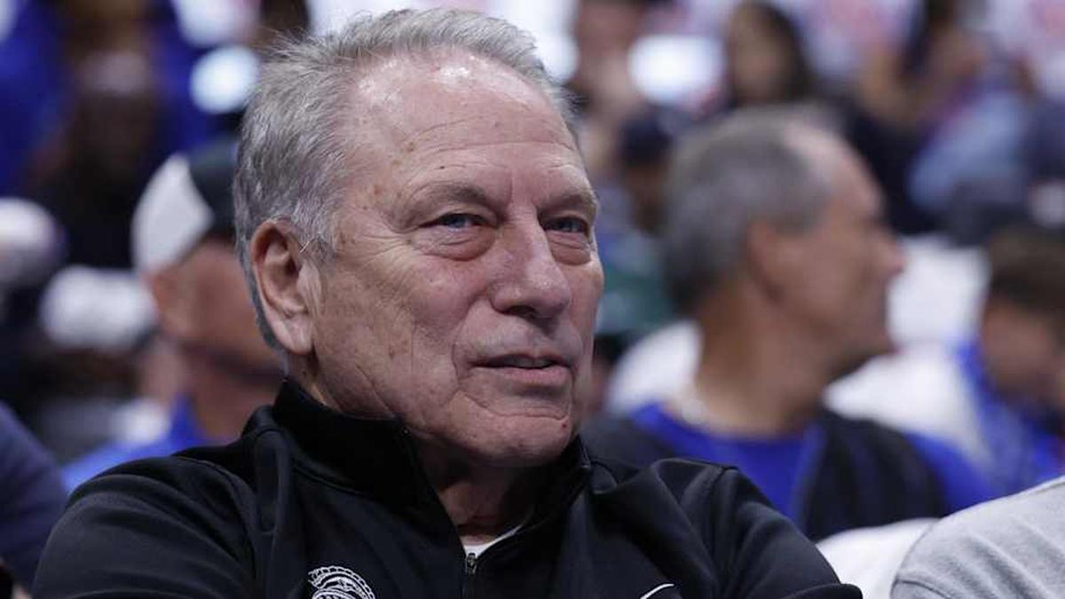  Apr 22, 2026; Detroit, Michigan, USA; Michigan State head basketball coach Tom Izzo watches during the first half of the game between the Detroit Pistons and the Orlando Magic during game two of the first round of the 2026 NBA Playoffs at Little Caesars Arena. Mandatory Credit: Rick Osentoski-Imagn Images | Rick Osentoski-Imagn Images 