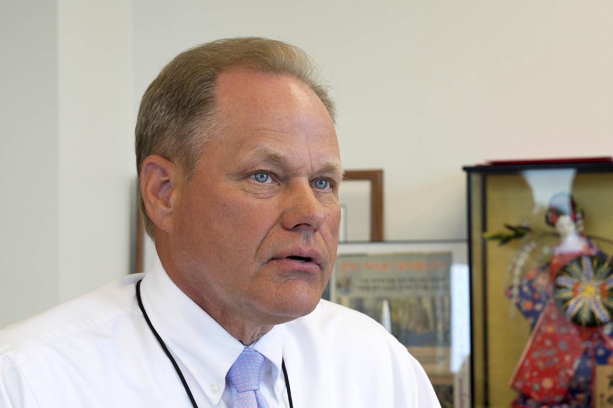  Former Anchorage Mayor Dave Bronson speaks in an interview in Anchorage, Alaska, on July 24, 2023. 