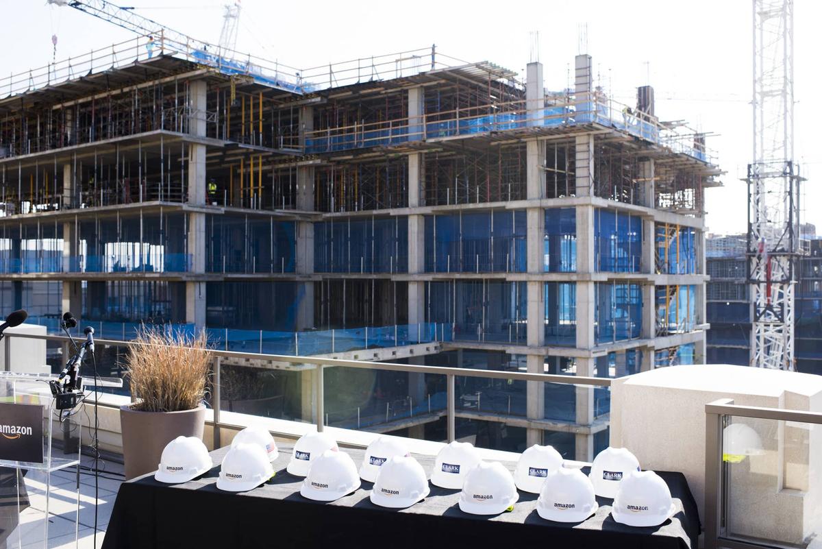  Amazon's HQ2 in Arlington, Virginia, is pictured here under construction in 2021. 