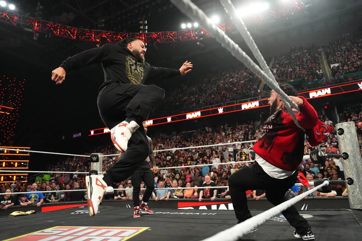  Roman Reigns and Jacob Fatu's rivalry has been physical week after week on Raw. Getty Images