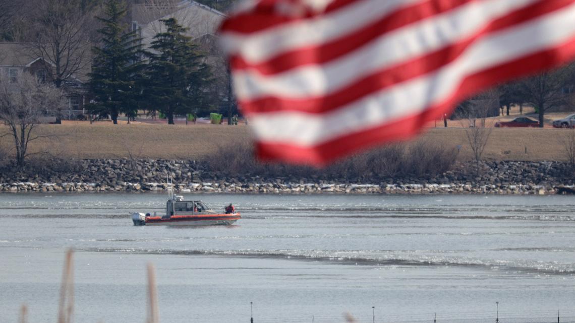 A Coast Guard boat near the crash site of the American Airlines plane on the Potomac River after the plane crashed on approach to Reagan National Airport on Jan. 30, 2025, in Washington, D.C. (Kayla Bartkowski/Getty Images/TNS)