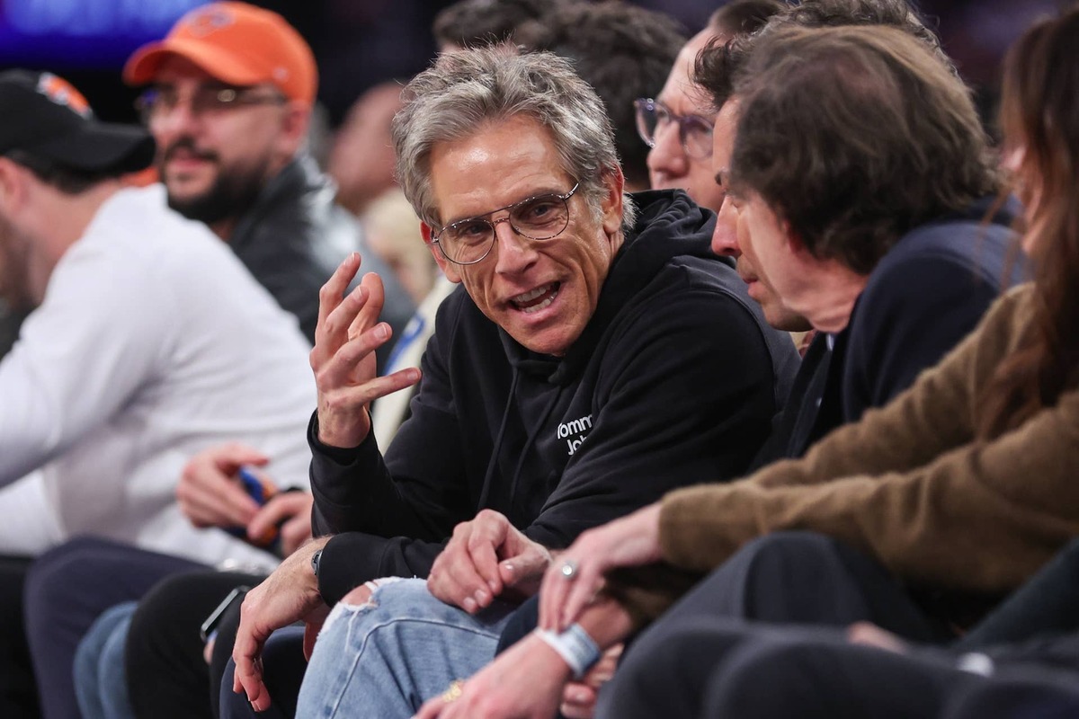  Nov 12, 2025; New York, New York, USA; Actor Ben Stiller sits courtside in the first quarter during the game between the Orlando Magic and the New York Knicks at Madison Square Garden. Mandatory Credit: Wendell Cruz-Imagn Images 