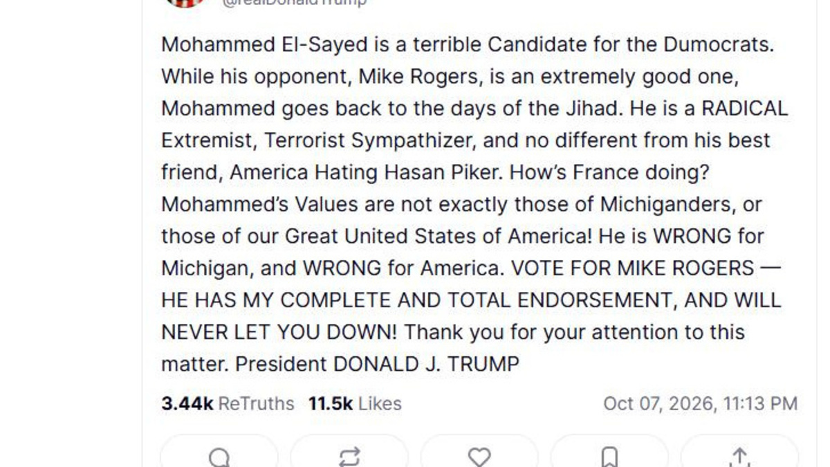 President Trump calls Abdul El-Sayed 'Mohammed,' post labeled racist ...