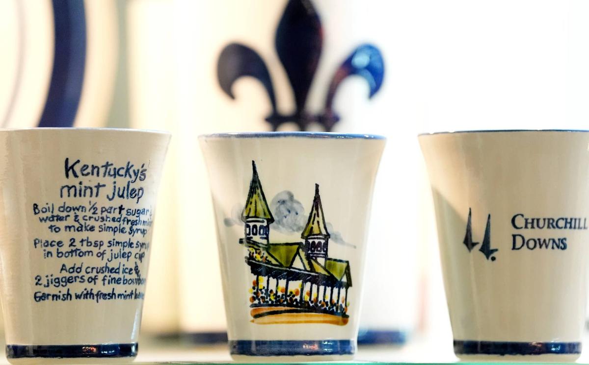  Kentucky Derby's mint julep cups with the Twin Spires on them. Scott Utterback/Courier Journal / USA TODAY NETWORK via Imagn Images