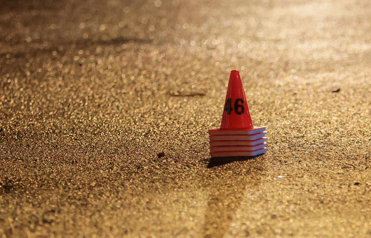 Evidence marked by a cone after a shooting incident near the White House in Washington, D.C., U.S., May 23, 2026. REUTERS/Kylie Cooper