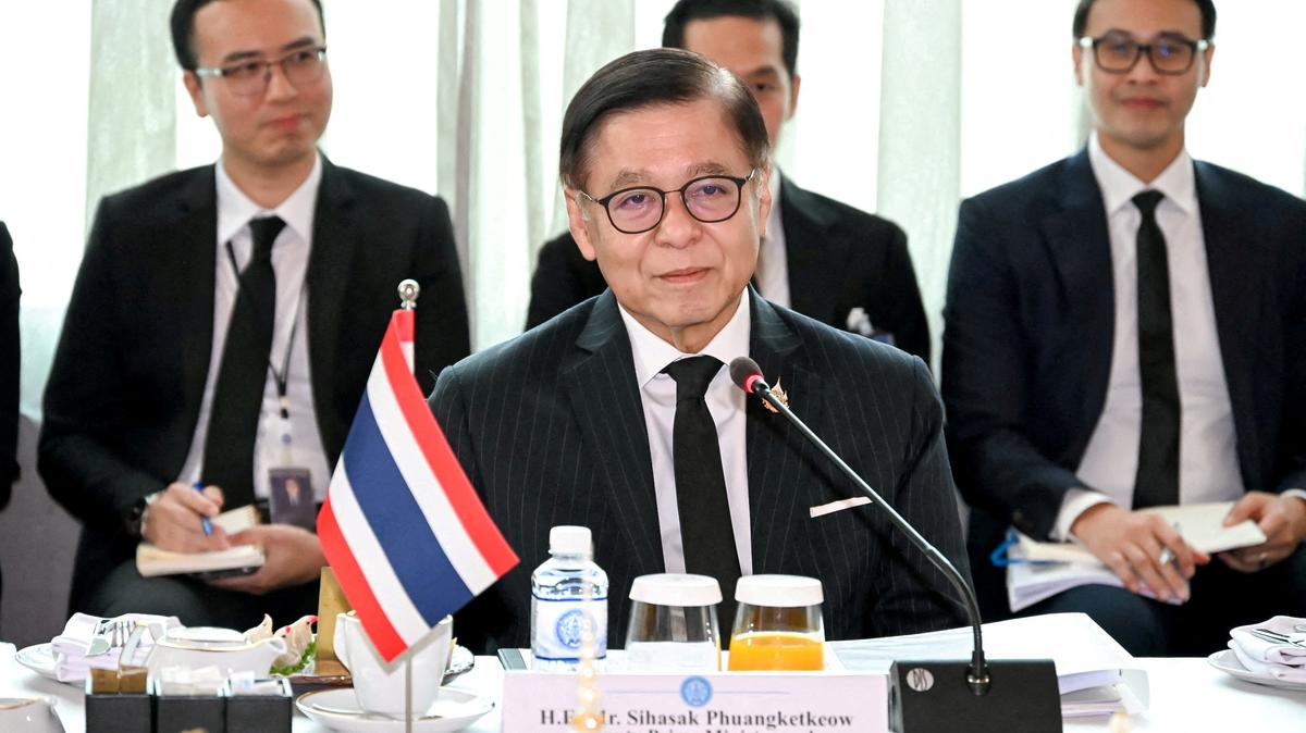FILE PHOTO: Thailand's Deputy Prime Minister and Foreign Minister Sihasak Phuangketkeow speaks in Bangkok, Thailand April 24, 2026. Thailand's Ministry of Foreign Affairs/Handout via REUTERS /File Photo