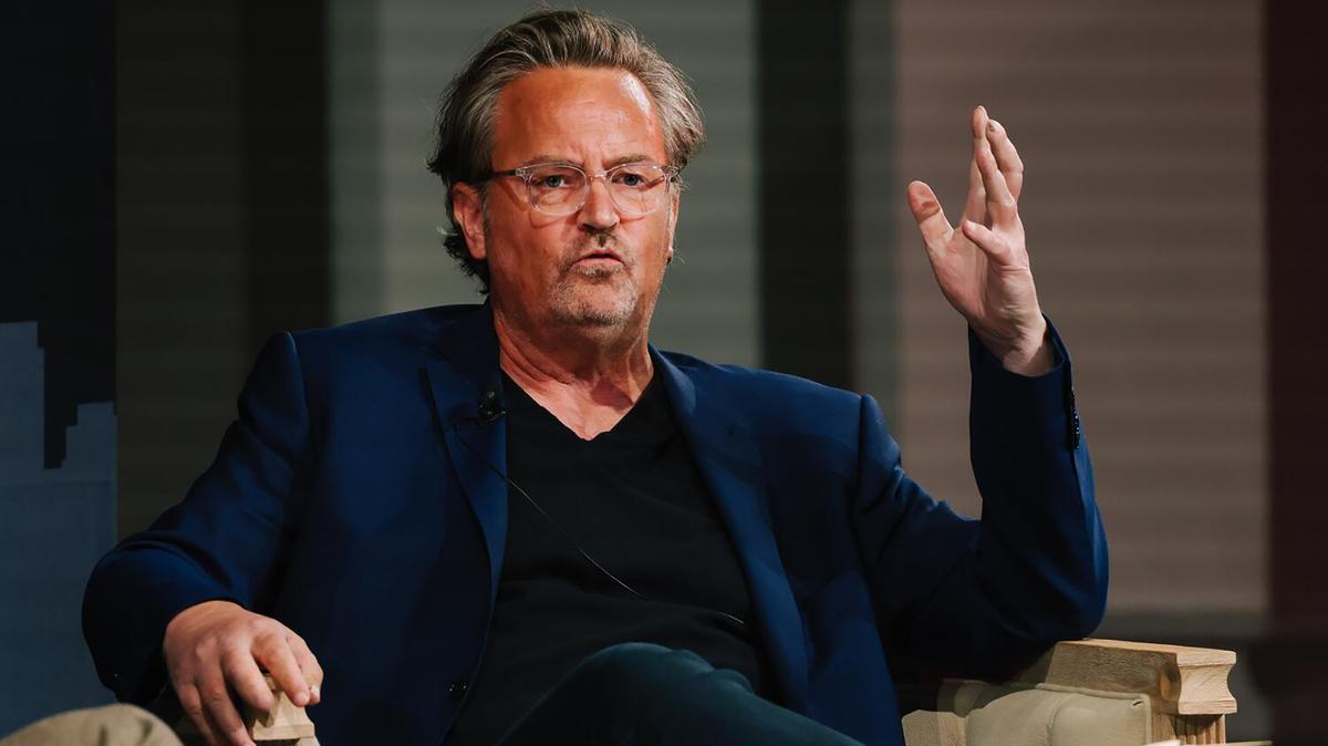 Actor Matthew Perry speaks about his book during the 28th Annual Los Angeles Times Festival of Books at the University of Southern California on April 22, 2023, in Los Angeles. (Dania Maxwell/Los Angeles Times/TNS)
