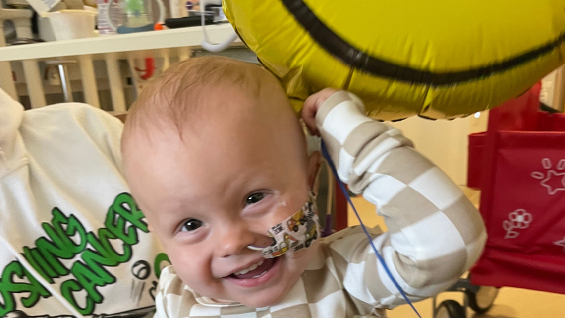 Baby Crew was diagnosed with a rare brain cancer. (Cleveland Clinic via SWNS). 