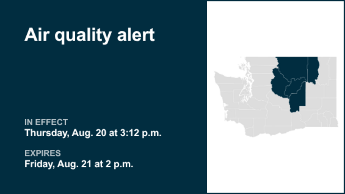 UPDATE: Air quality alert issued for Central Washington for Saturday 