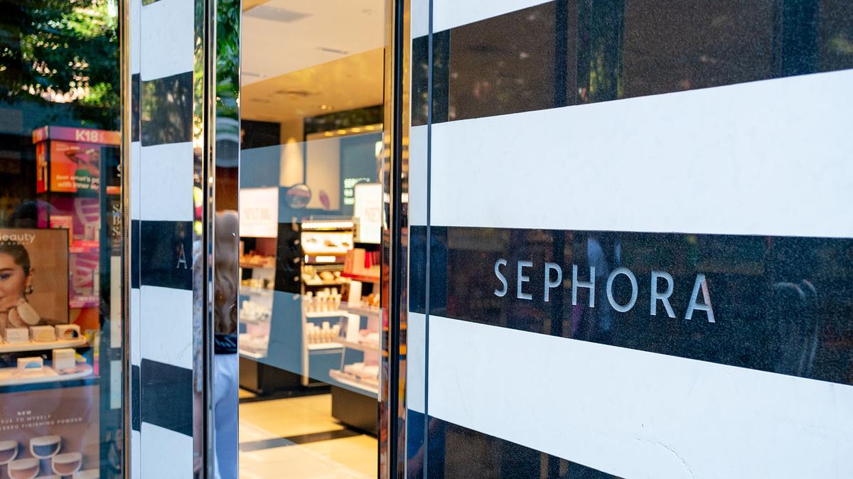 Exterior view of Sephora store with logo and storefront display, Santana Row, San Jose, California, August 3, 2024. (Photo by Smith Collection/Gado/Getty Images)