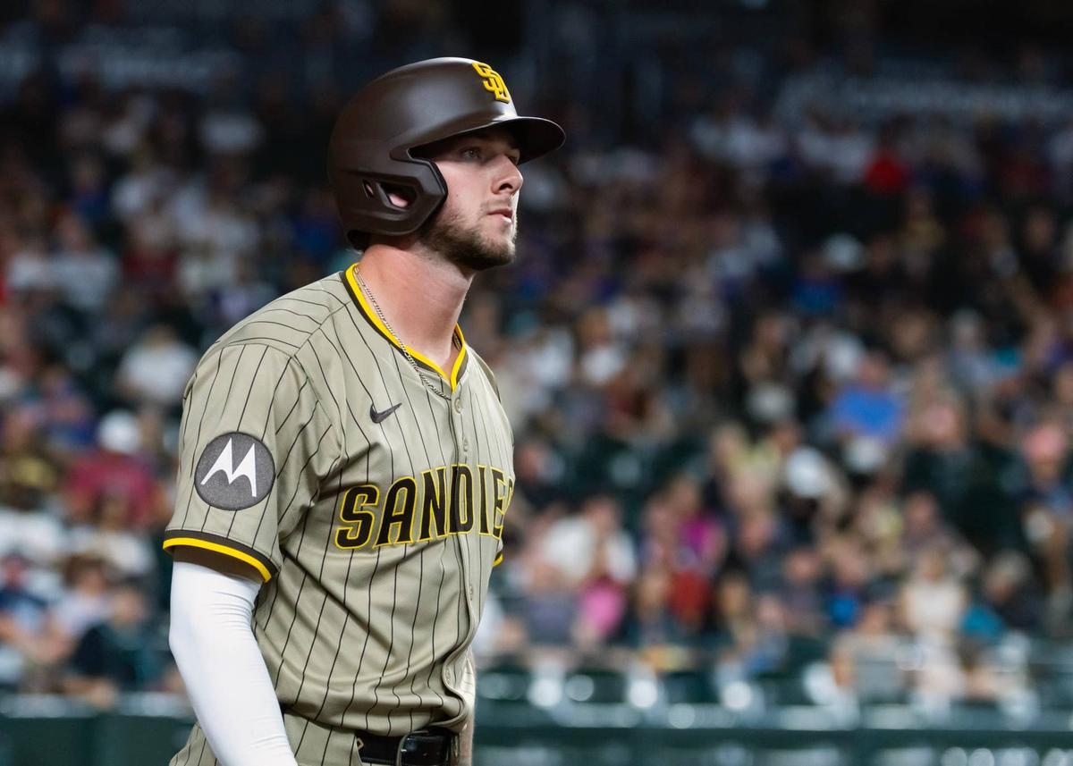  San Diego Padres outfielder Jackson Merrill (3) © Mark J. Rebilas-Imagn Images