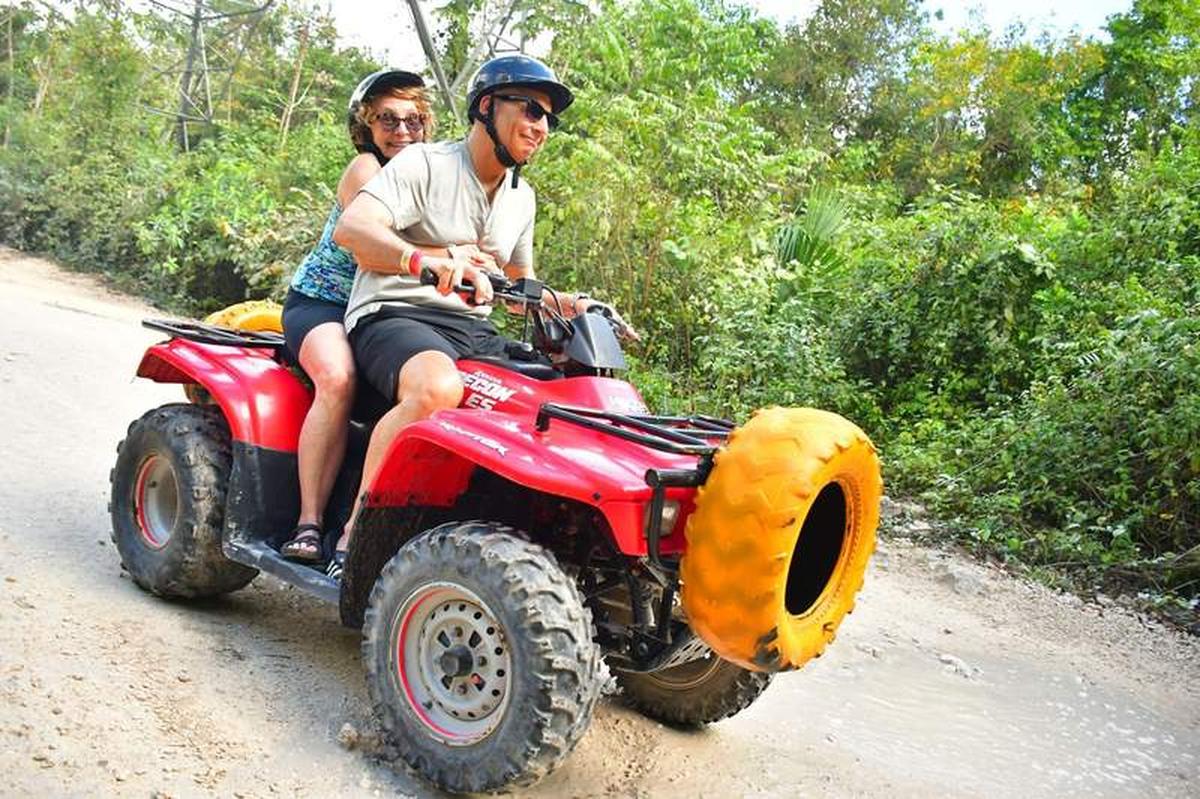  Enjoying a dusty ATV ride during an off-campus excursion. Photo credit: Bethany Kandel 