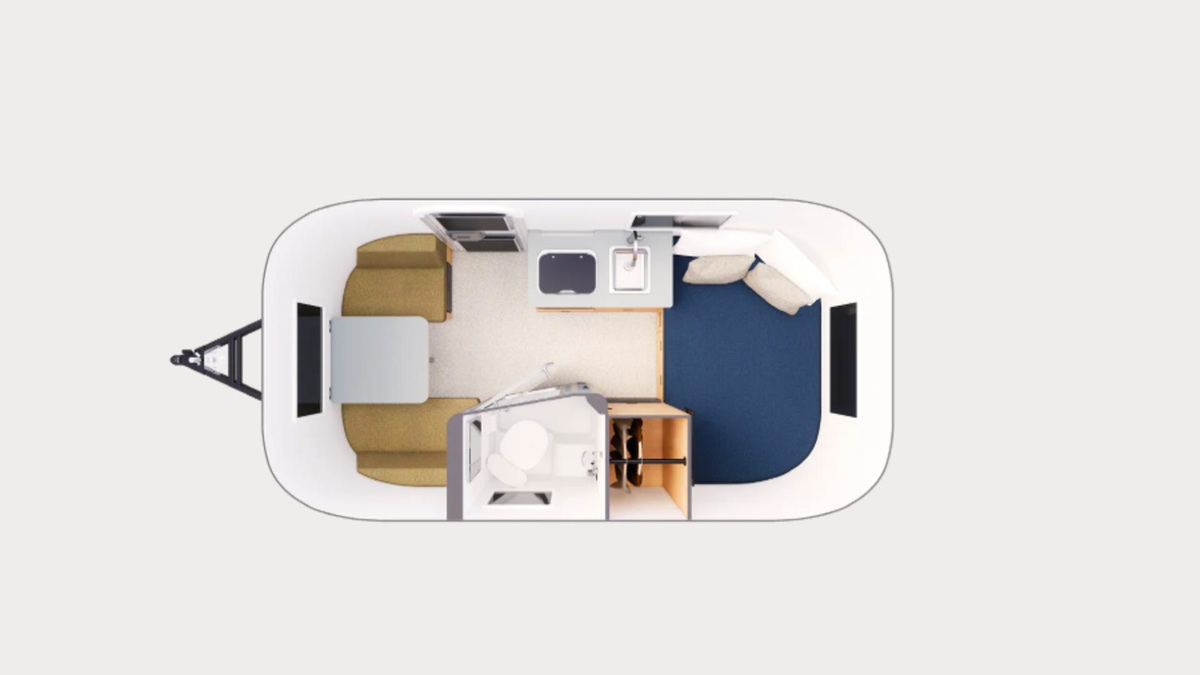 The Airstream World Traveler floor plan.