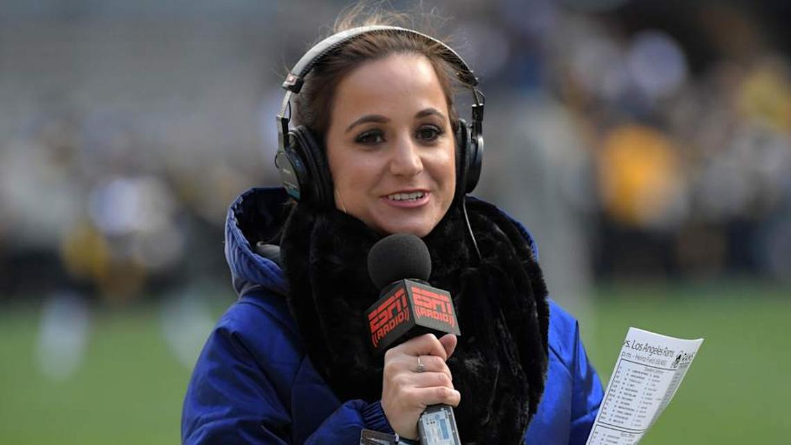 Nov 10, 2019; Pittsburgh, PA, USA; ESPN radio sideline reporter Dianna Russini during the NFL game between the Pittsburgh Steelers and the Los Angeles Rams at Heinz Field. The Steelers defeated the Rams 17-12. Mandatory Credit: Kirby Lee-Imagn Images | Kirby Lee-Imagn Images 