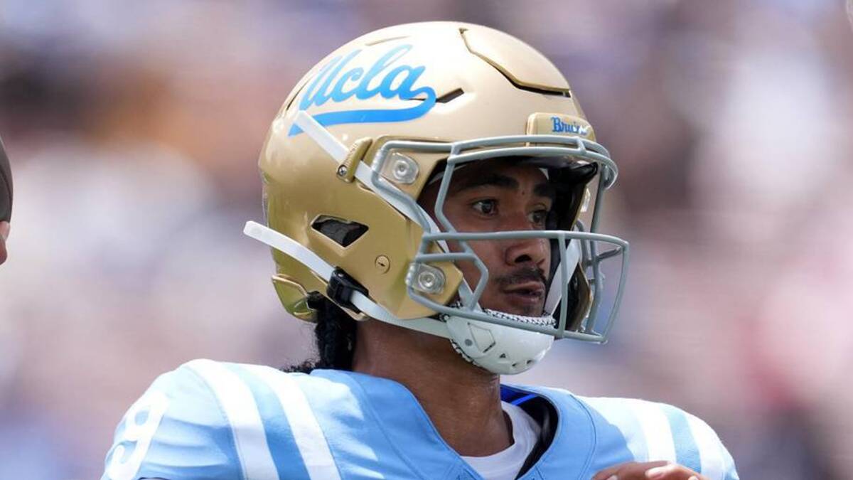  May 2, 2026; Pasadena, CA, USA; UCLA Bruins quarterback Nico Iamaleava (9) throws the ball during the spring game at Rose Bowl. Mandatory Credit: Kirby Lee-Imagn Images | Kirby Lee-Imagn Images 
