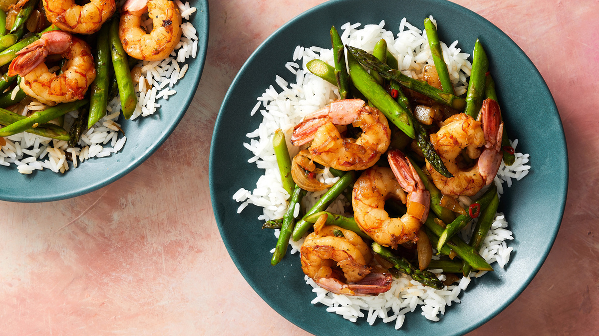 Quick Shrimp and Asparagus Stir-Fry.