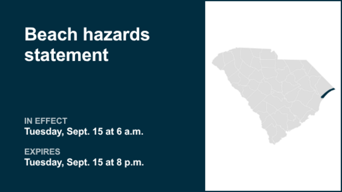 Beach hazards statement issued for Myrtle Beach area for Tuesday