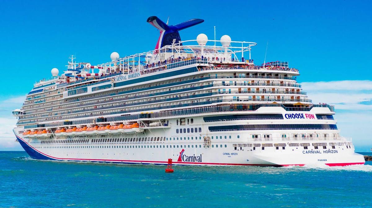 Carnival Horizon cruise ship departs Miami. 