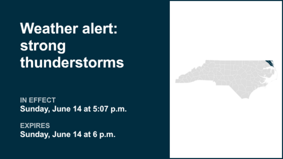 Weather alert affecting Eastern North Carolina Sunday evening, says the NWS 