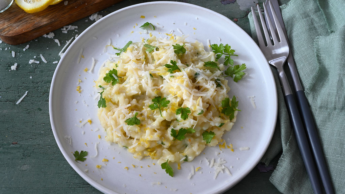 Try this lemon risotto, a creamy, tangy refreshing treat of a meal