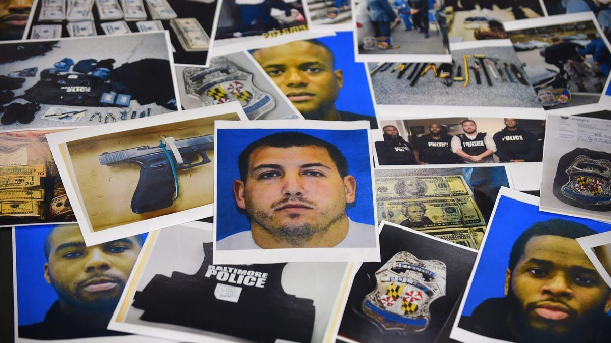 When seven officers from the Gun Trace Task Force were arrested in 2017, the sprawling case was shocking. Plain clothes officers targeted people, stole hundreds of thousands of dollars, lied about overtime and also conducted searches without warrants. Prosecutors said Sgt. Wayne Jenkins, pictured in center photograph, was the ringleader of the rogue squad. (Kevin Richardson/The Baltimore Sun/TNS)