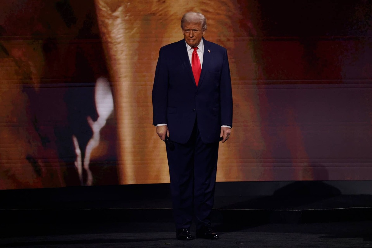  U.S. President Donald Trump stands on stage during the FIFA World Cup 2026 Final Draw IMAGN IMAGES via Reuters Connect