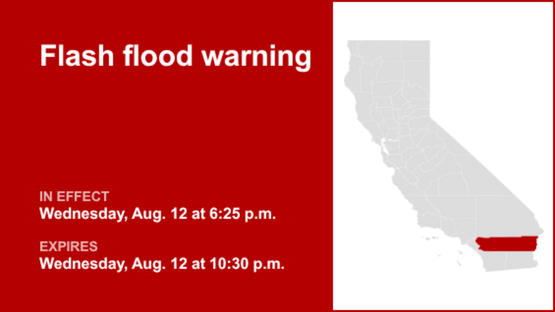 UPDATE: Riverside County placed under a flash flood warning Wednesday night 