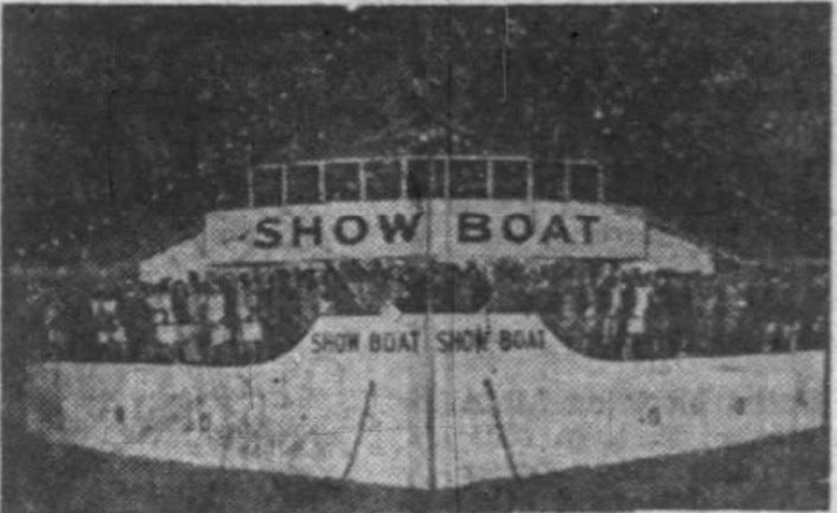 The famous Showboat big-band dance palace in New Lebanon, New York, opened for its first summer season on July 3, 1930. Miss Massachusetts christened her at 8 p.m. that night. Earl Roberts of Earl's Hideaway biker bar in Sebastian, Florida, and older brother Arthur built the roaring nightclub in 1930. Newspapers called "the most unique ballroom in the country." From their hometown of Pittsfield, Massachusetts, it was just across the state line and over Lebanon Mountain. Situated in the valley, the landlocked "ocean liner" had a "gangplank" entry and encircling "promenade deck" with steamer chairs plus davits, ladders, life boats and searchlights. The ballroom had decorations and lighting effects that simulated ocean waves. There was "deep sea fishing" and "kiddie car races" on the deck, and a 500-car parking lot "harbor" policed by "sailors." In 1943, Showboat closed for WWII and reopened in 1946 after Arthur and his wife, Leona Belle Littlefield, sold it to pro boxer Nick Pignone. After several more owners, Earl and Art lived to see the day their Showboat destroyed in a 1975 arson fire.
