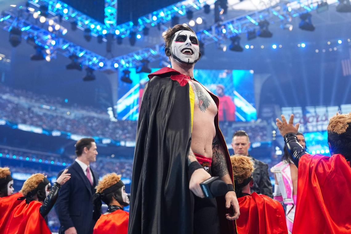 Danhausen appears during in-ring segment with John Cena at WrestleMania 42.Getty Images