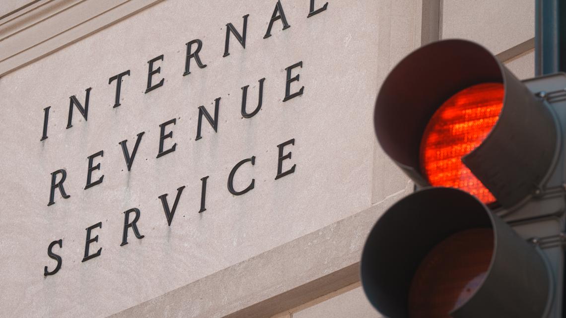 IRS Headquarters Building. Internal Revenue Service is engraved over the entrance to the headquarters building on March 24, 2026, in Washington, DC. 