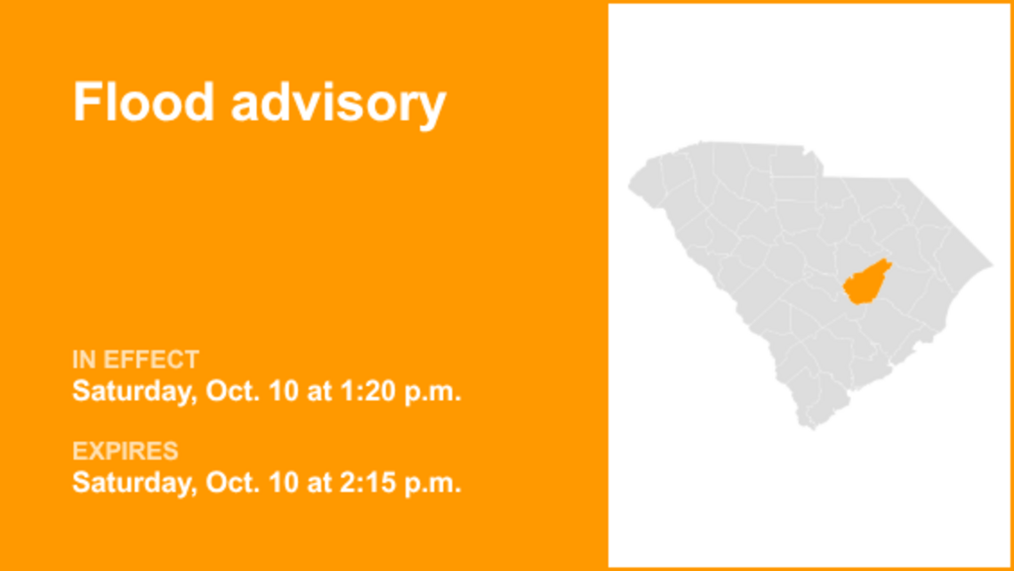 Clarendon County under a flood advisory Saturday afternoon, says the NWS 